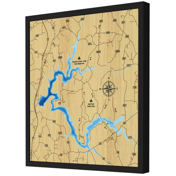 Salt Fork Lake Map, Ohio - Personalized 3D Wooden Map - Depth Map Wall Art - Nautical Decor for Lake House