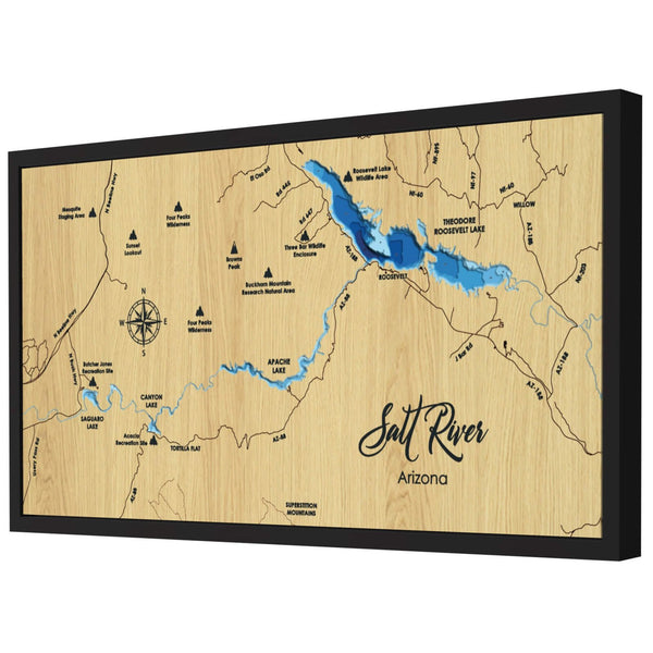 Salt River Map, Arizona - Personalized 3D Wooden Map - Depth Map Wall Art - Nautical Decor for Lake House