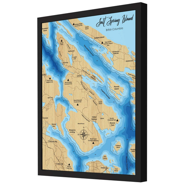 Salt Spring Island 3D Wooden Map - Blue – 9 Layers