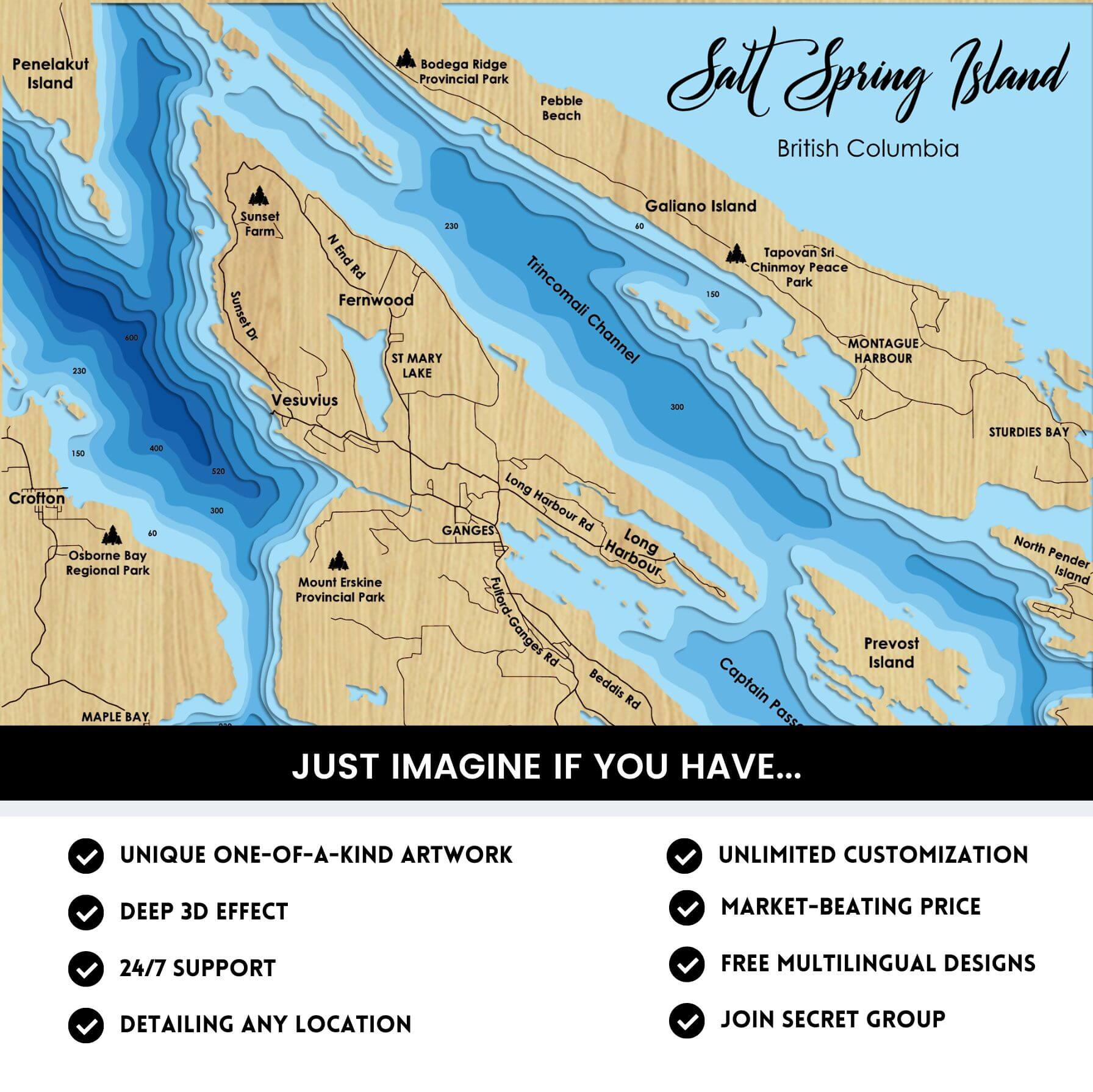 Salt Spring Map Salt Spring Island, British Columbia Laser Map Files - 9 Layers - Svg ...
