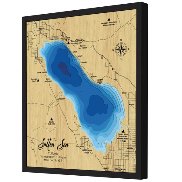 Salton Sea Map, California - Personalized 3D Wooden Map - Depth Map Wall Art - Nautical Decor for Lake House