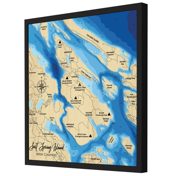 Saltspring Island Map, Canada - Personalized 3D Wood Map - Depth Map Wall Art - Nautical Decor for Lake House