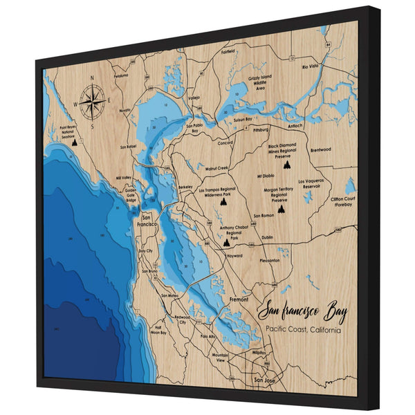 San Francisco Bay 3D Wooden Map - Blue – 8 Layers