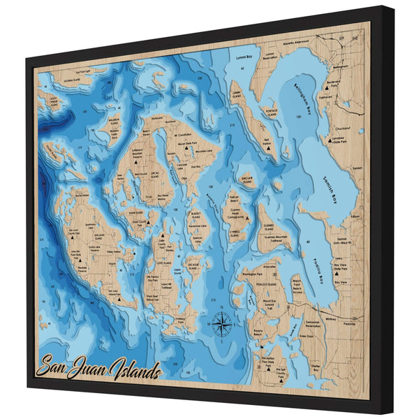 San Juan Islands 3D Wooden Map - Blue – 10 Layers