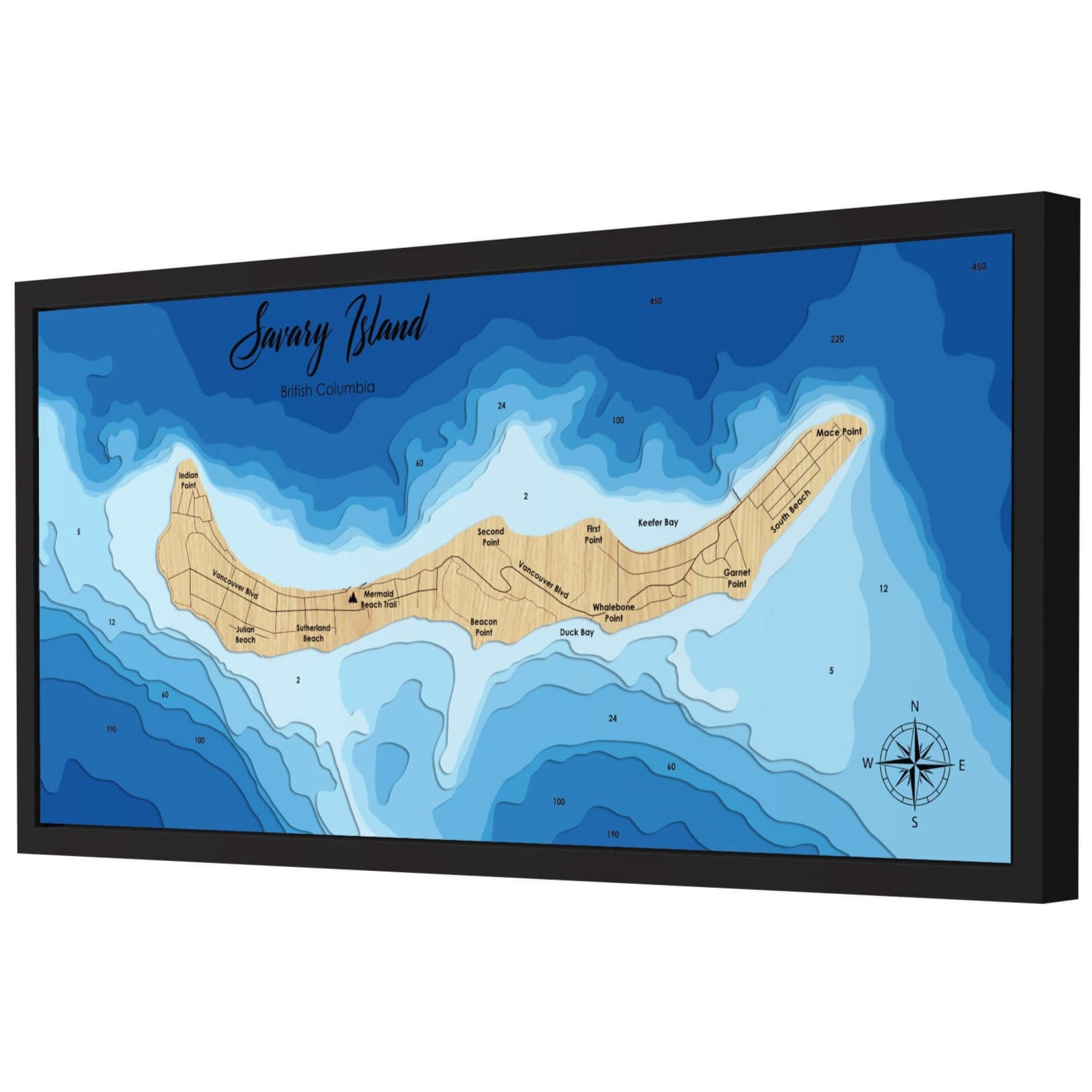 Savary Island 3D Wooden Map - Blue – 9 Layers – My Store