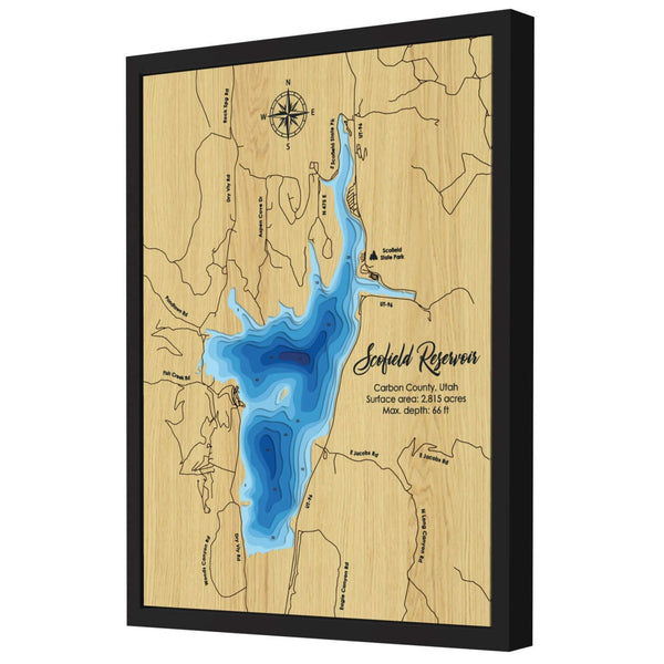 Scofield Reservoir Map, Utah - Personalized 3D Wooden Map - Depth Map Wall Art - Nautical Decor for Lake House