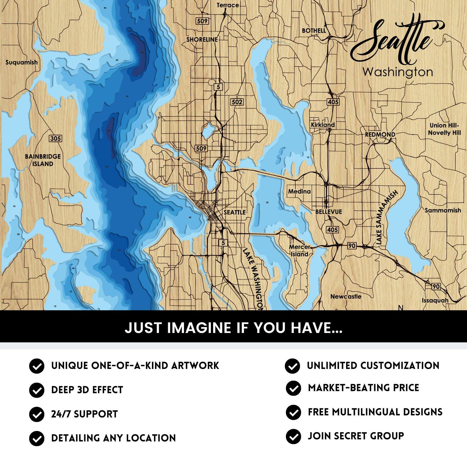 Seattle, Washington Laser Map Files - 9 Layers - Svg/Ai/Dxf/Pdf – Moc ...