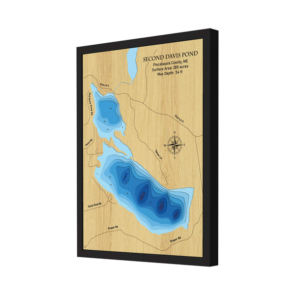 Second Davis Pond 3D Wooden Map - Blue – 9 Layers