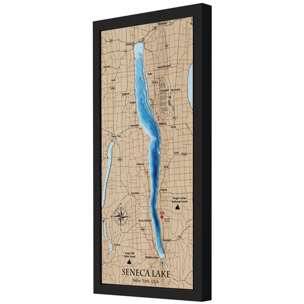 Seneca Lake 3D Wooden Map - Blue – 10 Layers