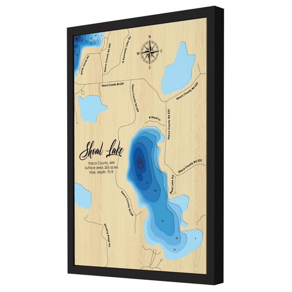 Shoal Lake Map, Canada - Personalized 3D Wooden Map - Depth Map Wall Art - Nautical Decor for Lake House