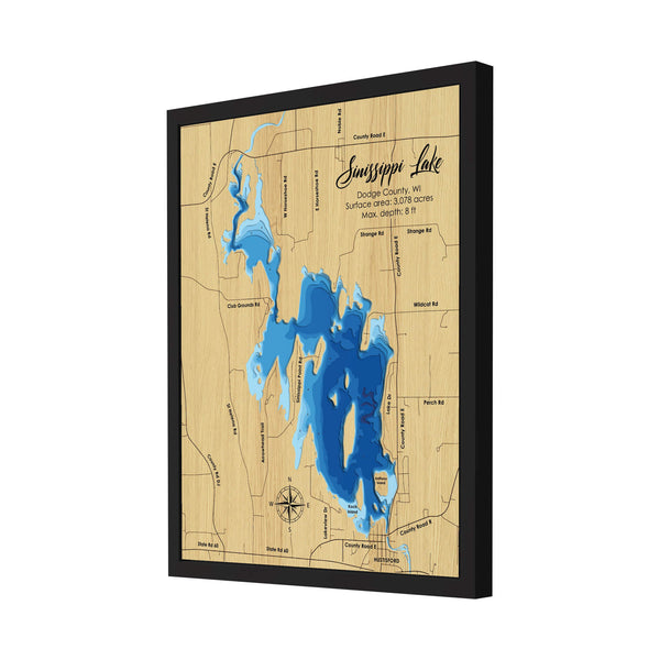 Sinissippi Lake 3D Wooden Map - Blue – 9 Layers