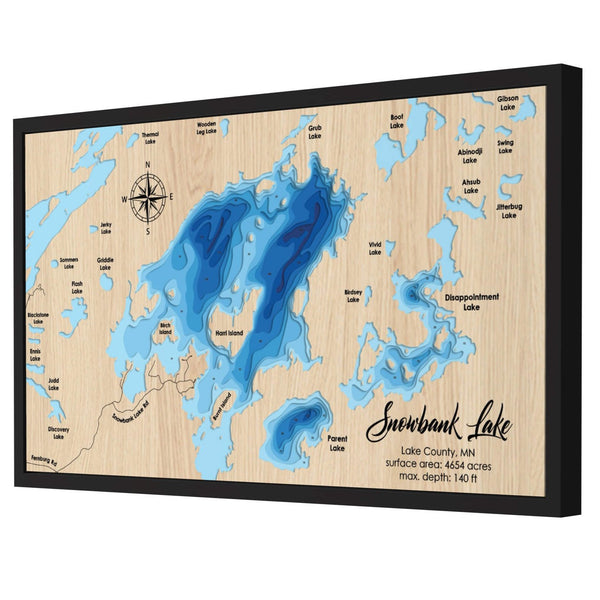 Snowbank Lake Map, Minnesota - Personalized 3D Wood Map - Depth Map Wall Art - Nautical Decor for Lake House