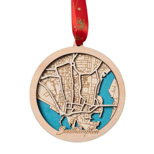 Southampton, UK 3D Wooden City Map Ornament – 4.5’’x4’’ - Blue