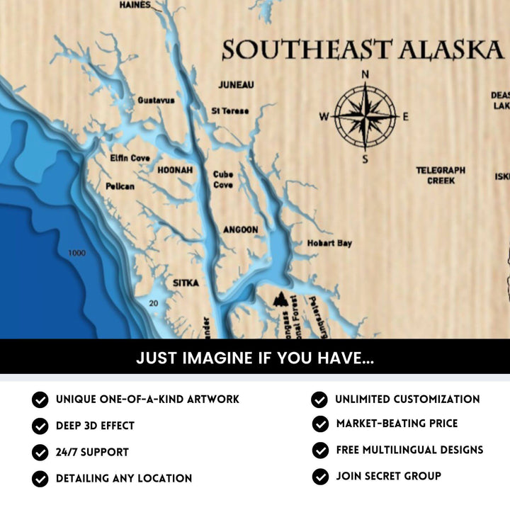 Southeast Alaska Map.pdf Southeast Alaska Laser Map Files - 9 Layers - Svg/Ai/Dxf/Pdf – Moc Tho LLC