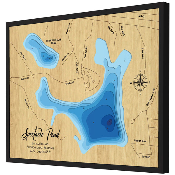 Spectacle Pond 3D Wooden Map - Blue – 9 Layers