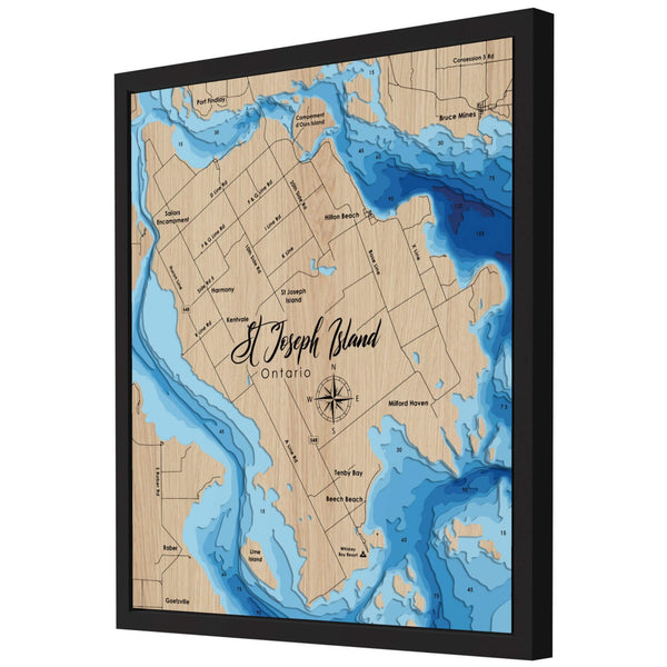 St Joseph Island 3D Wooden Map - Blue – 9 Layers