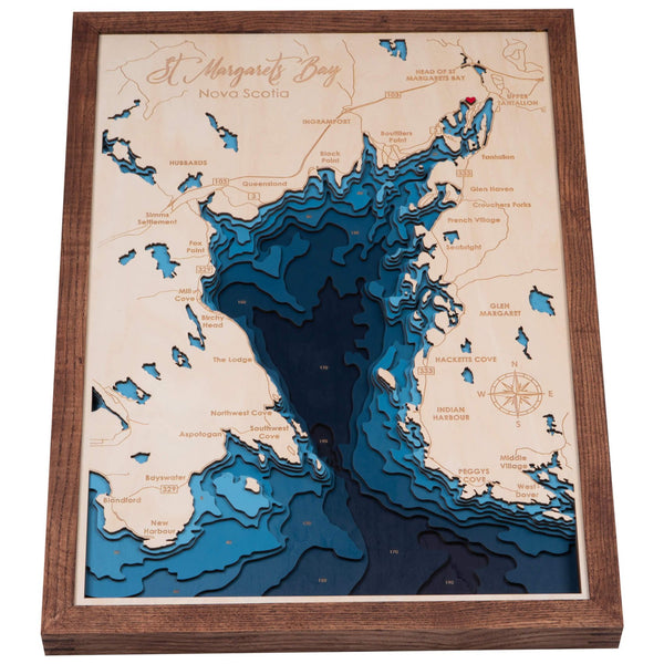 St Margaret Bay 3D Wooden Map – Dark Blue – 9 Layers