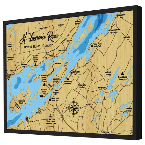 St Lawrence River Map - Personalized 3D Wooden Map - Depth Map Wall Art - Gifts for Lake House