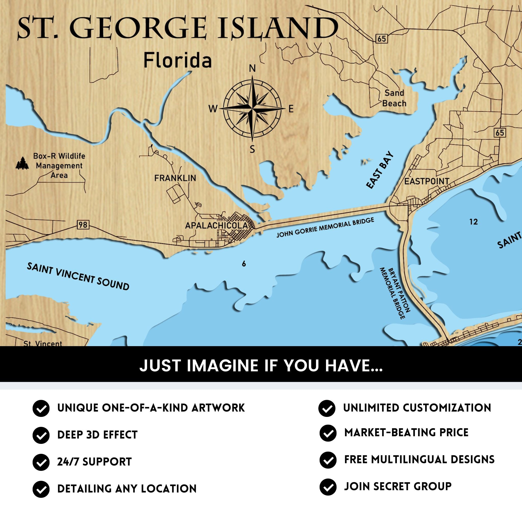 St George Island, Florida Laser Map Files - 9 Layers - Svg/Ai/Dxf/Pdf ...