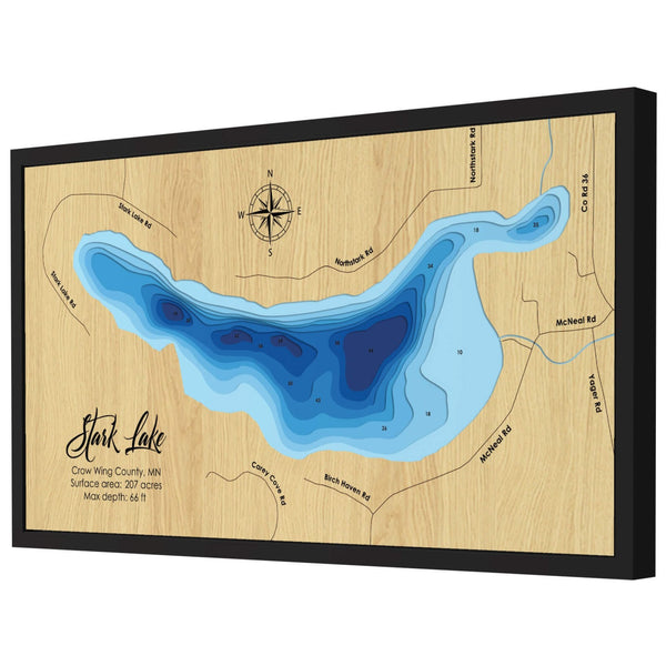 Stark Lake 3D Wooden Map - Blue – 9 Layers