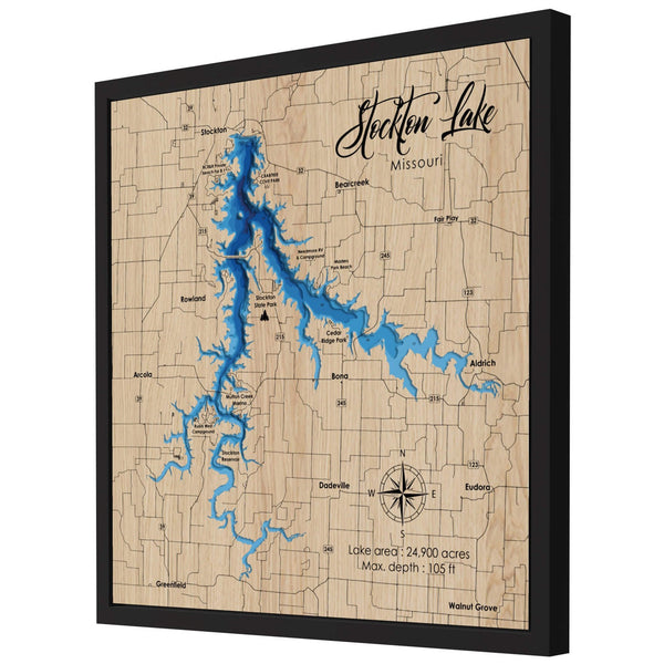 Stockton Lake 3D Wooden Map - Blue – 7 Layers