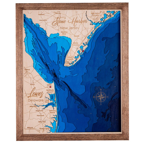 Stone Harbor, New Jersey 3D Wooden Map – Blue – 9 Layers