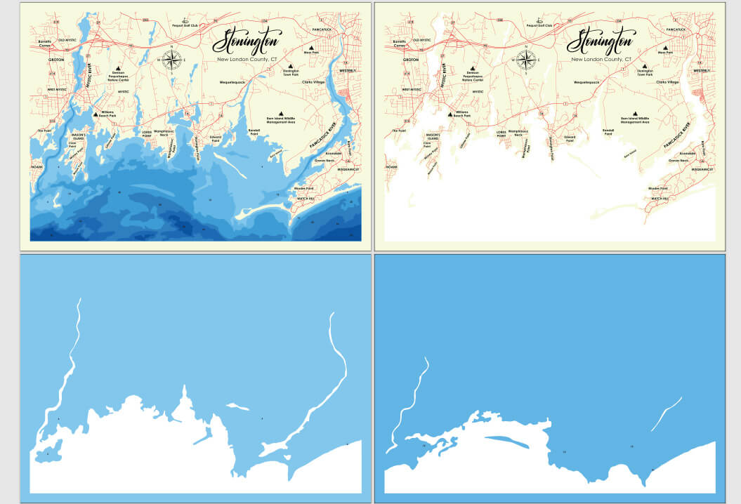Stonington, Connecticut Laser Map Files - 7 Layers - Svg/Ai/Dxf/Pdf ...