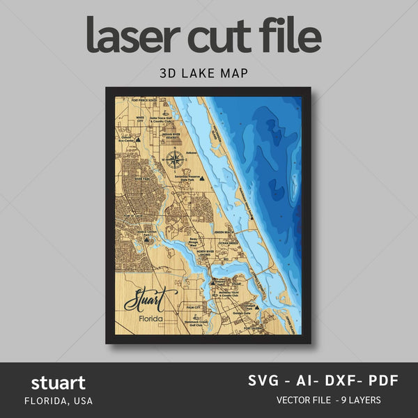 Stuart, Florida Laser Map Files - 9 Layers - Svg/Ai/Dxf/Pdf – Moc