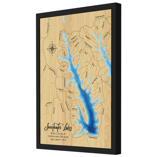 Sweetwater Lake 3D Wooden Map - Blue – 9 Layers