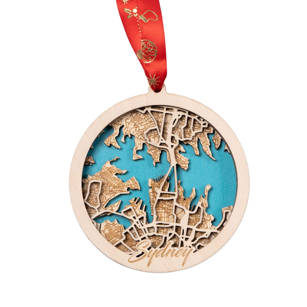 Sydney, Australia 3D Wooden City Map Ornament – 4.5’’x4’’ - Blue