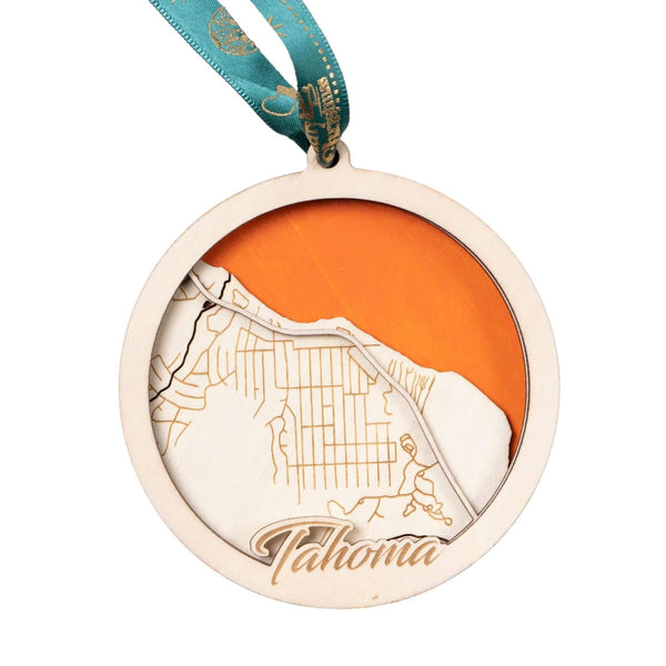 Tahoma, California USA 3D Wooden City Map Ornament – 4.5’’x4’’ - Blue