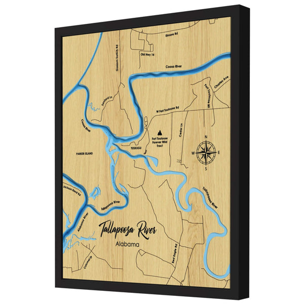 Tallapoosa River Map, Alabama - Personalized 3D Wood Map - Depth Map Wall Art - Nautical Decor for Lake House