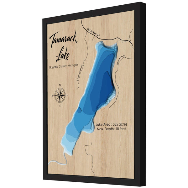 Tamarack Lake 3D Wooden Map - Blue – 11 Layers