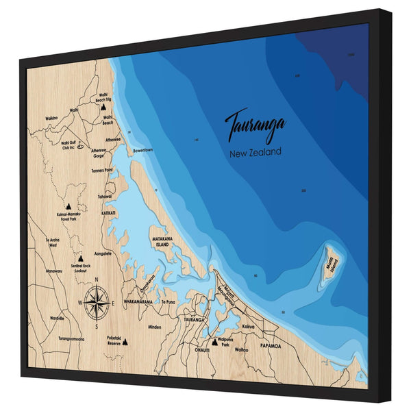 Tauranga Map, New Zealand - Personalized 3D Wooden Map - Depth Map Wall Art - Nautical Decor for Lake House