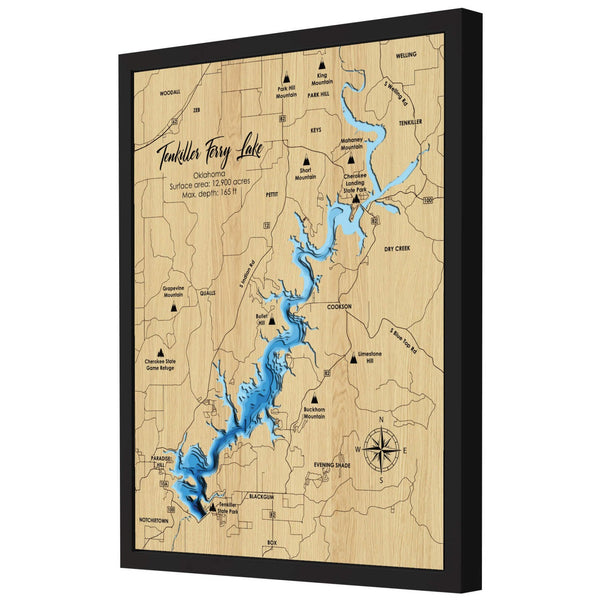 Tenkiller Lake 3D Wooden Map - Blue – 9 Layers