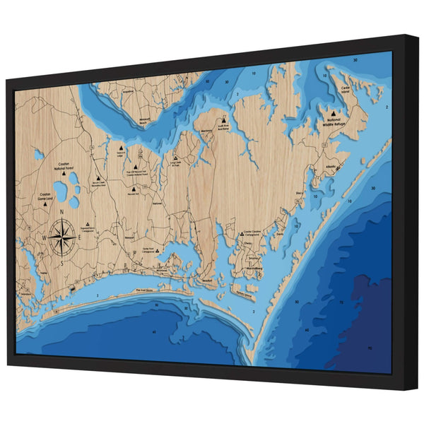 The Crystal Coast 3D Wooden Map - Blue – 8 Layers