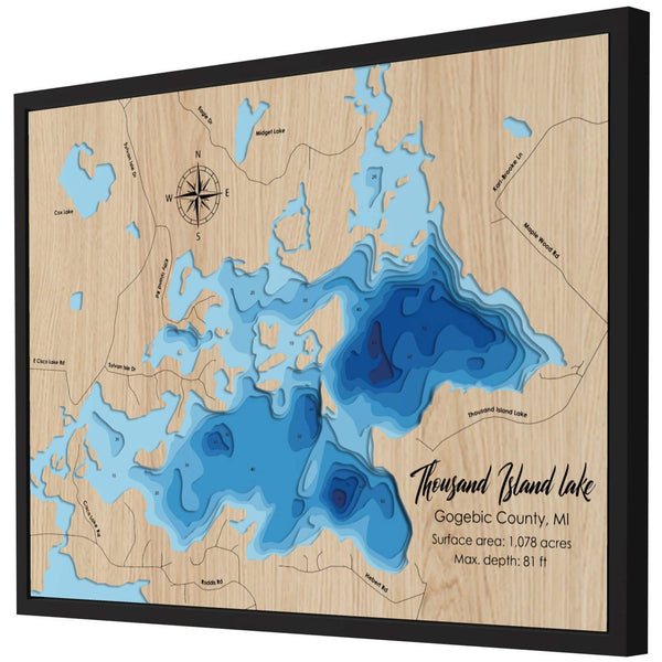 Thousand Island Lake 3D Wooden Map - Blue – 9 Layers