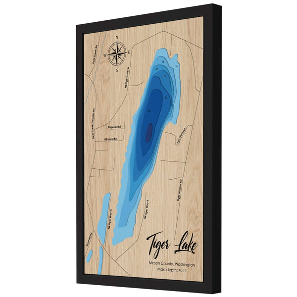 Tiger Lake 3D Wooden Map - Blue – 8 Layers