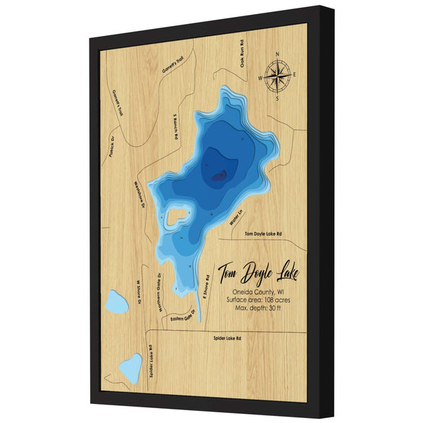 Tom Doyle Lake 3D Wooden Map - Blue – 9 Layers