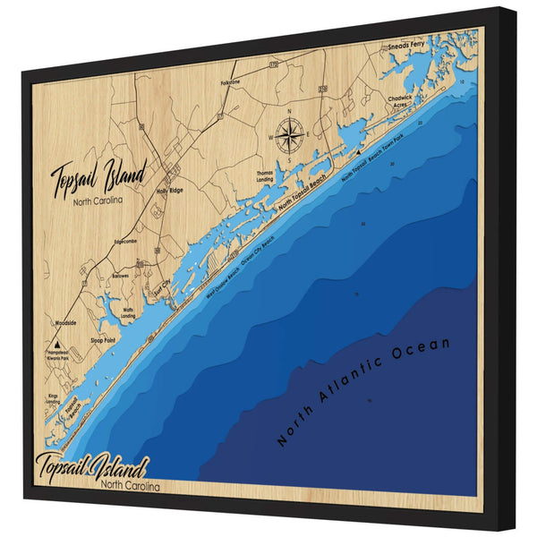 Topsail Island 3D Wooden Map - Blue – 7 Layers