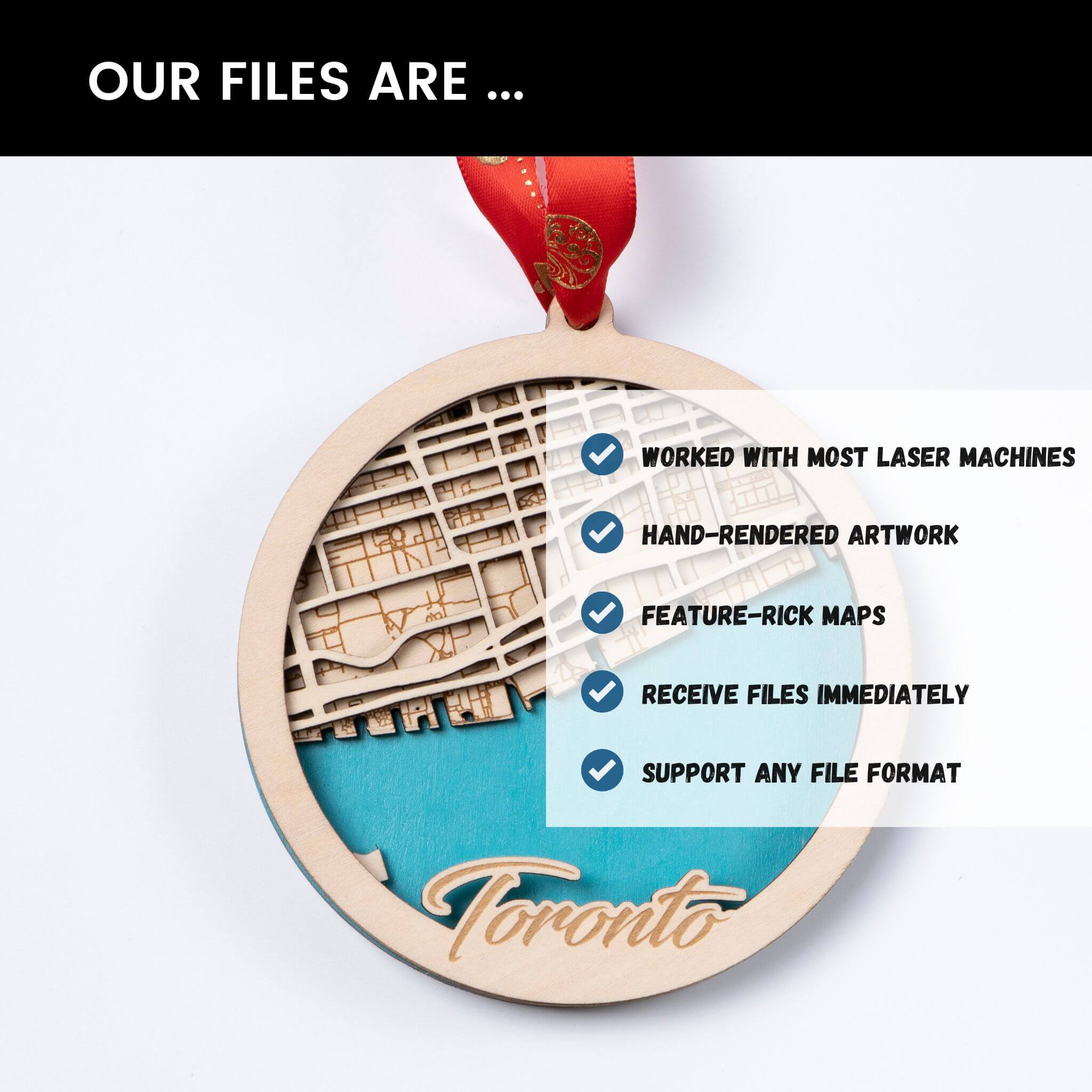 Toronto Dxf Toronto, Canada City Map Ornaments Files - 4 Layers - Svg/Ai/Dxf/Pdf ...