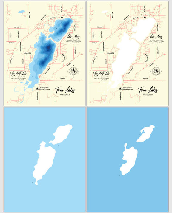 Twin Lakes, Wisconsin Laser Map Files - 9 Layers - Svg/Ai/Dxf/Pdf – Moc