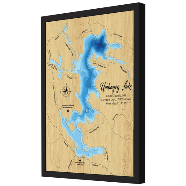 Umbagog Lake 3D Wooden Map - Blue – 9 Layers