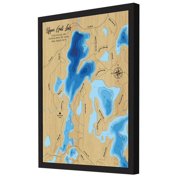 Upper Gull Lake 3D Wooden Map - Blue – 9 Layers