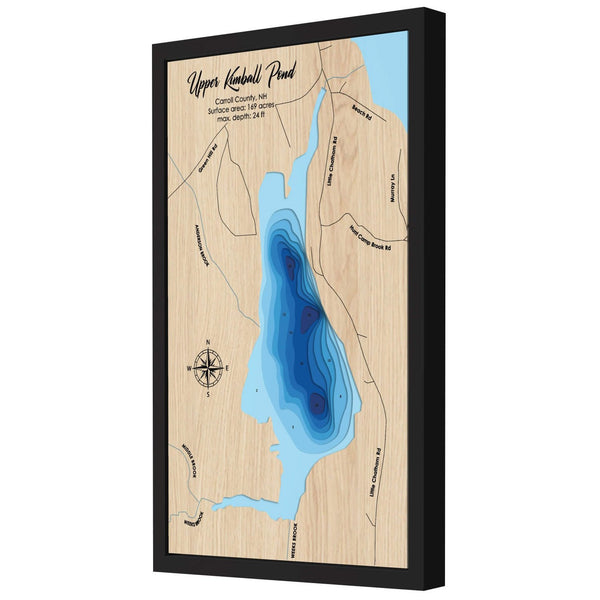 Upper Kimball Pond Map, New Hampshire - Personalized 3D Wood Map - Depth Map Wall Art - Gifts for Lake House