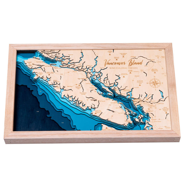 Vancouver Island 3D Wooden Map - Teal - 8 Layers