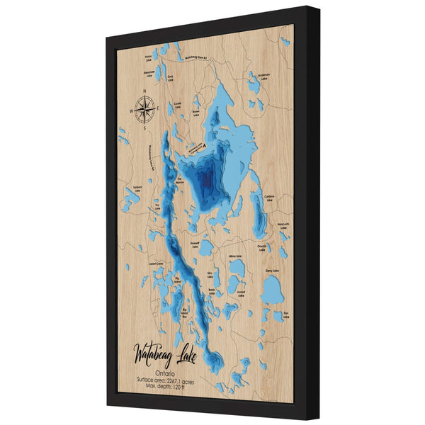 Watabeag Lake 3D Wooden Map - Blue – 8 Layers