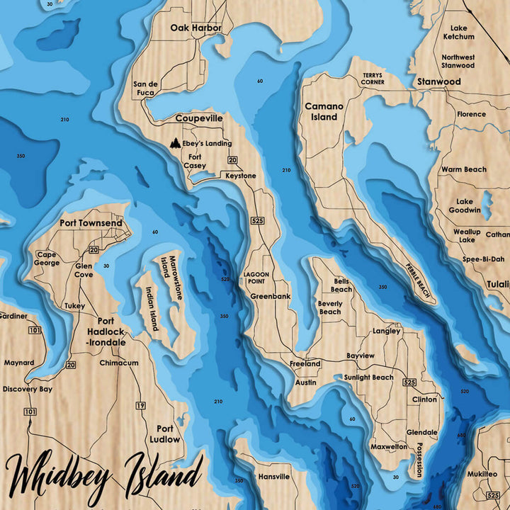 Whidbey Island 3D Wooden Nautical Map, intricately detailed, exclusively available at Moc Tho