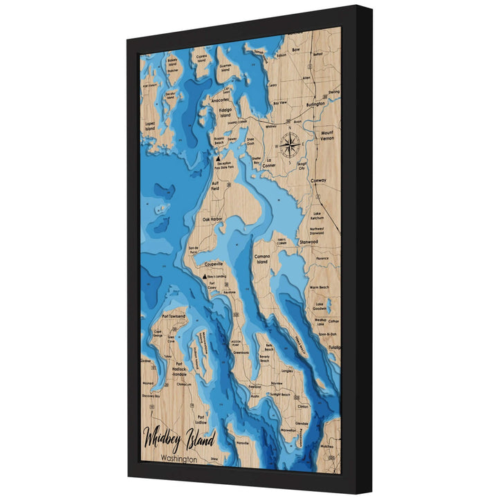 3D Wooden Whidbey Island Map Wall Art showcasing detailed topography, a unique piece by Moc Tho