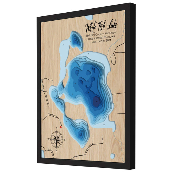 White Fish Lake 3D Wooden Map - Blue – 10 Layers